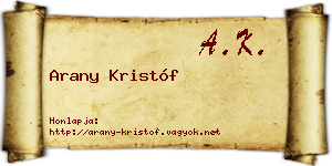 Arany Kristóf névjegykártya