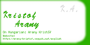 kristof arany business card
