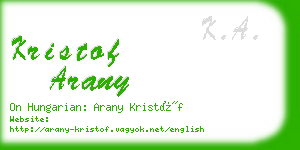 kristof arany business card